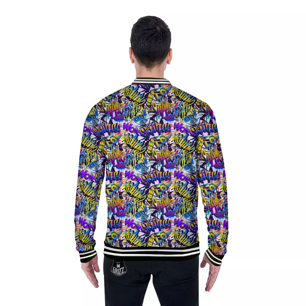 Graffiti Colorful Print Pattern Baseball Jacket-grizzshop