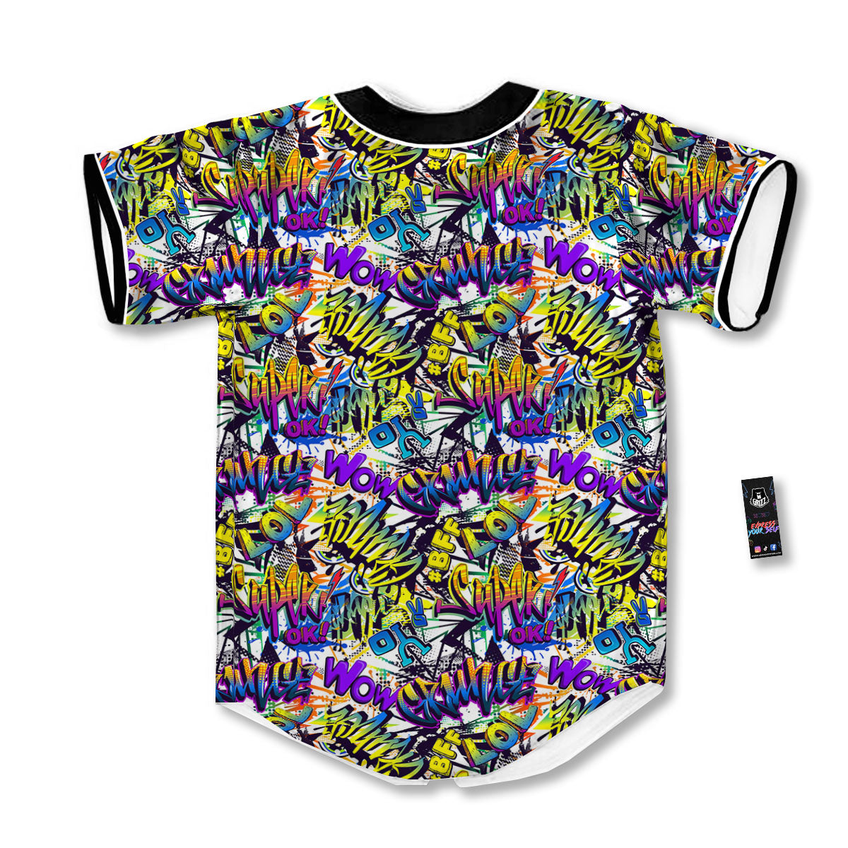 Graffiti Colorful Print Pattern Baseball Jersey-grizzshop