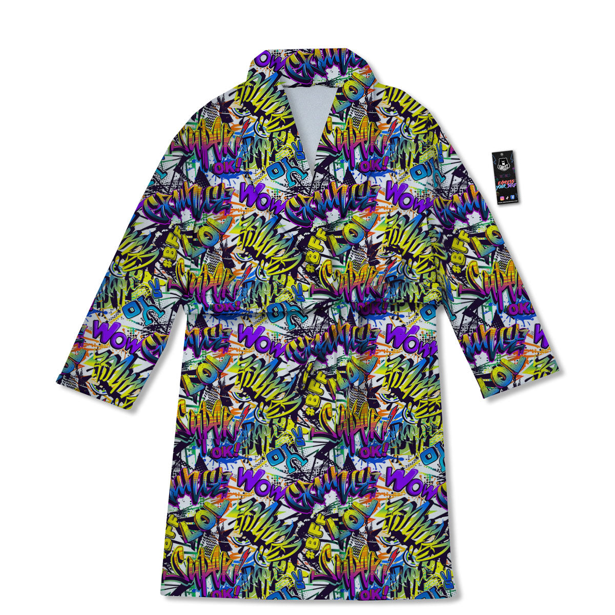 Graffiti Colorful Print Pattern Bathrobe-grizzshop