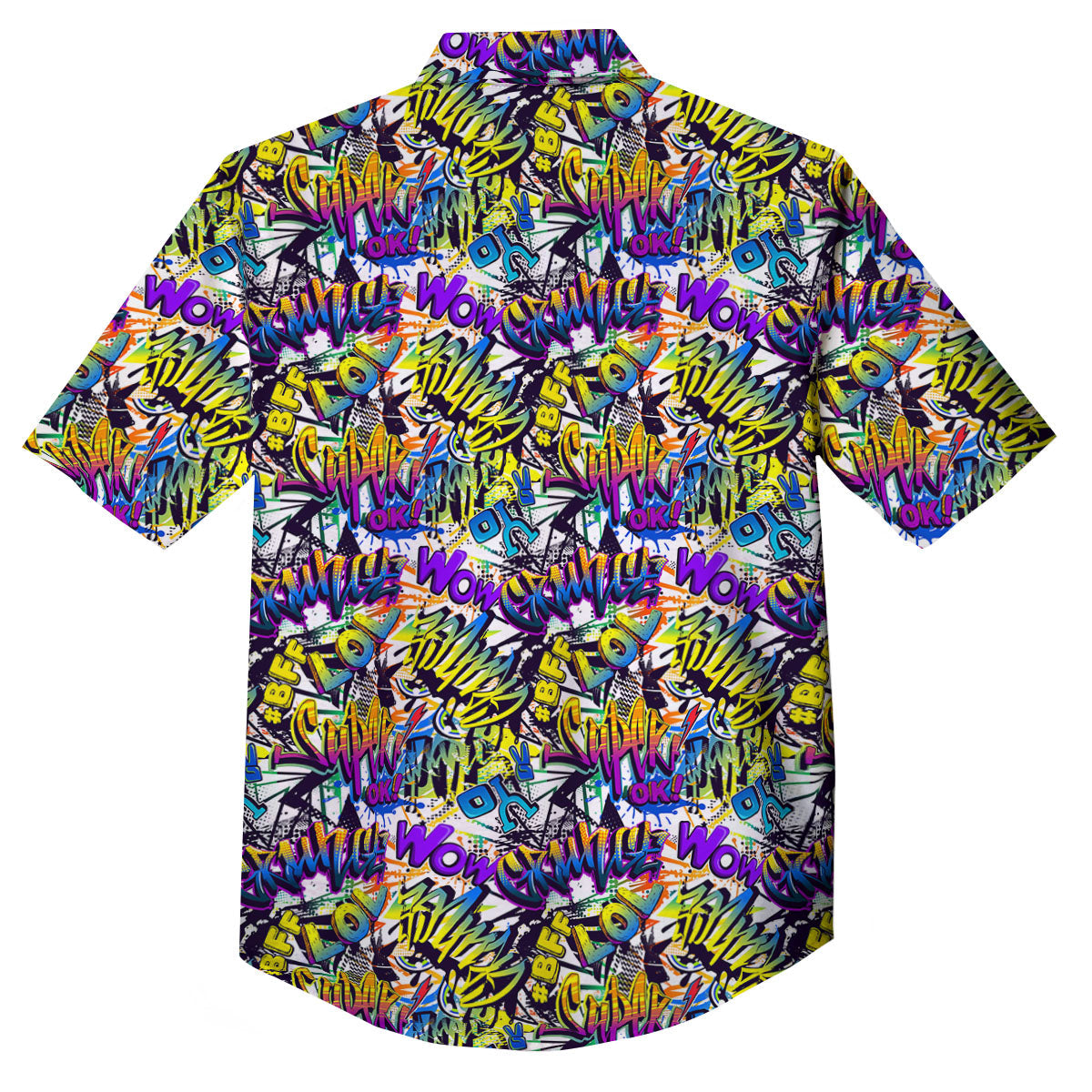 Graffiti Colorful Print Pattern Button Up Shirt-grizzshop