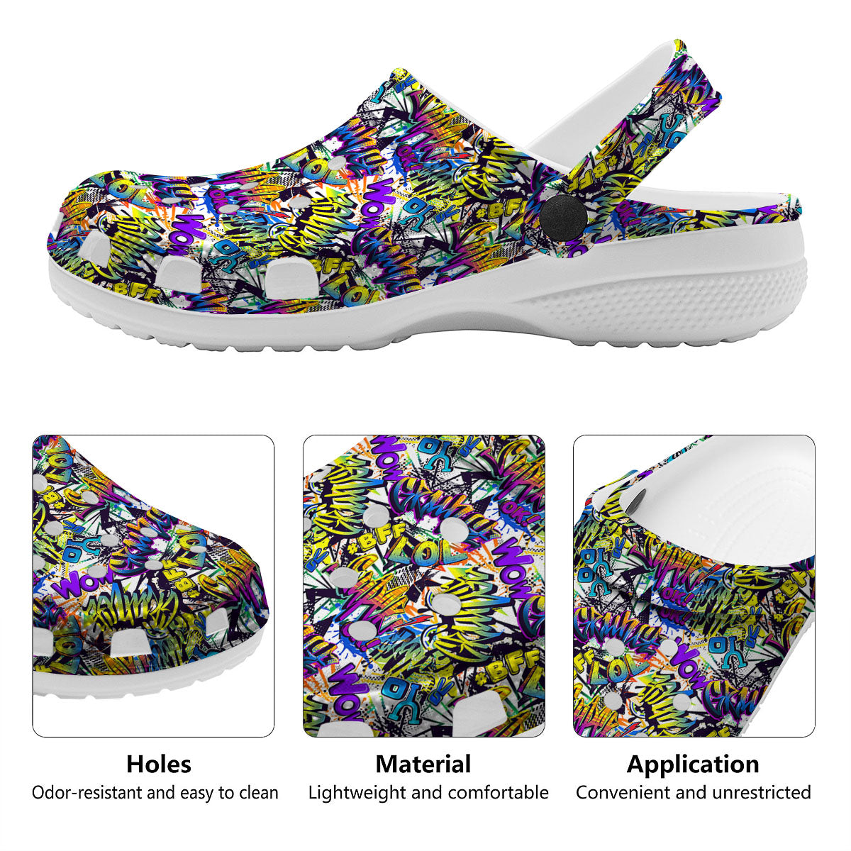 Graffiti Colorful Print Pattern Clog-grizzshop