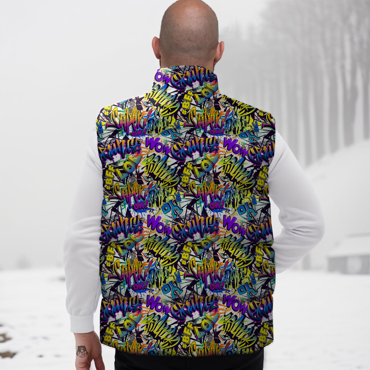 Graffiti Colorful Print Pattern Down Vest