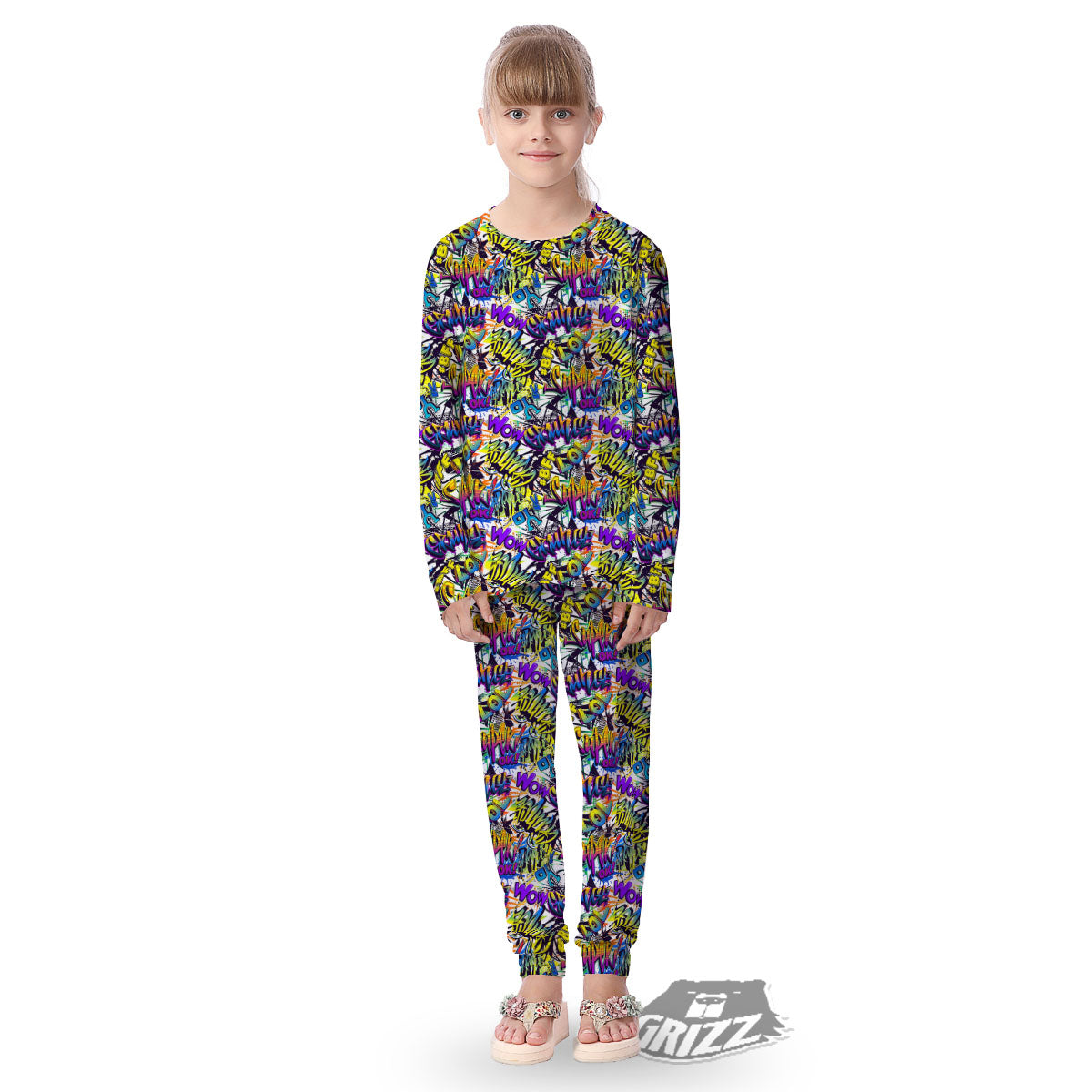 Graffiti Colorful Print Pattern Kid's Pajamas-grizzshop