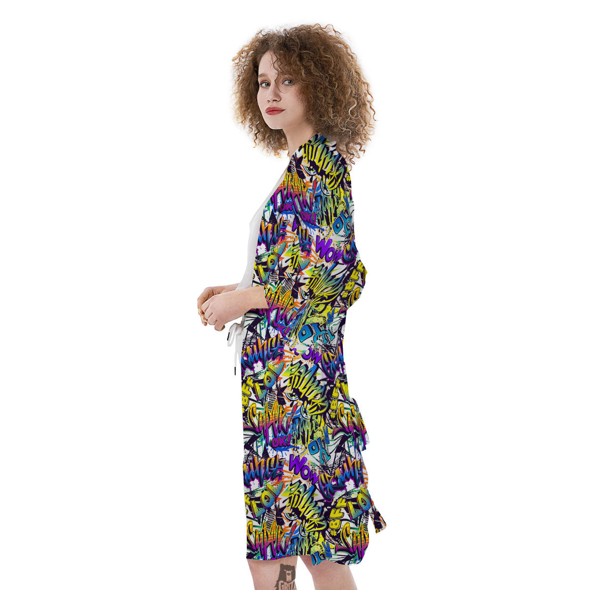 Graffiti Colorful Print Pattern Kimono-grizzshop