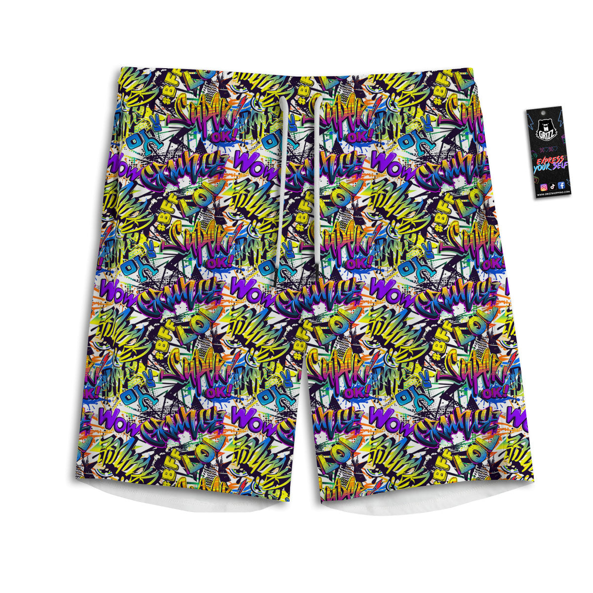Graffiti Colorful Print Pattern Men's Athletic Shorts