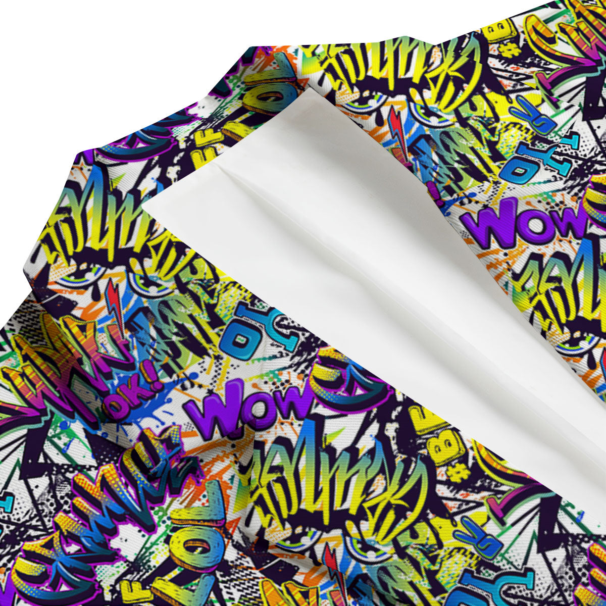 Graffiti Colorful Print Pattern Men's Blazer-grizzshop