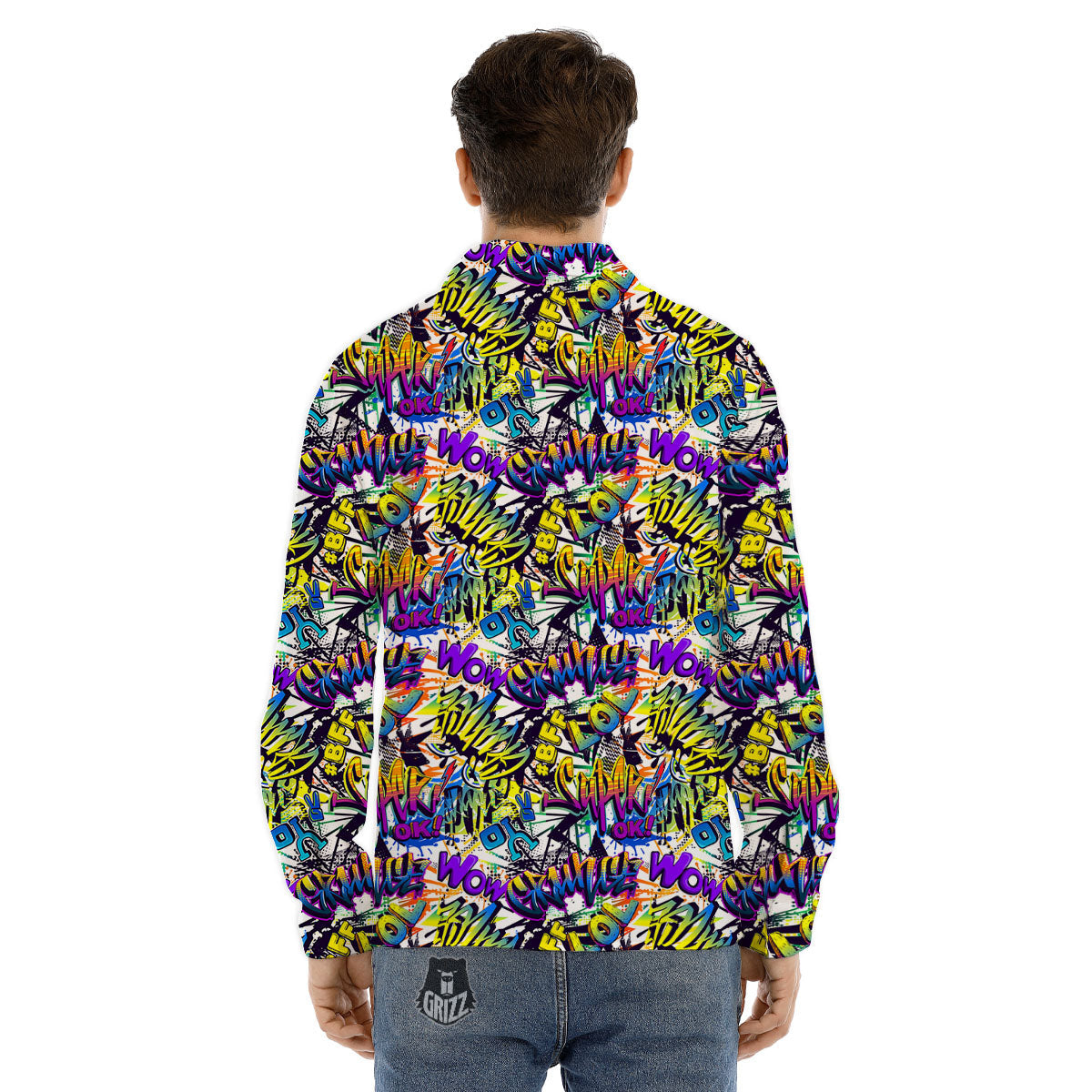 Graffiti Colorful Print Pattern Men's Dress Shirts-grizzshop