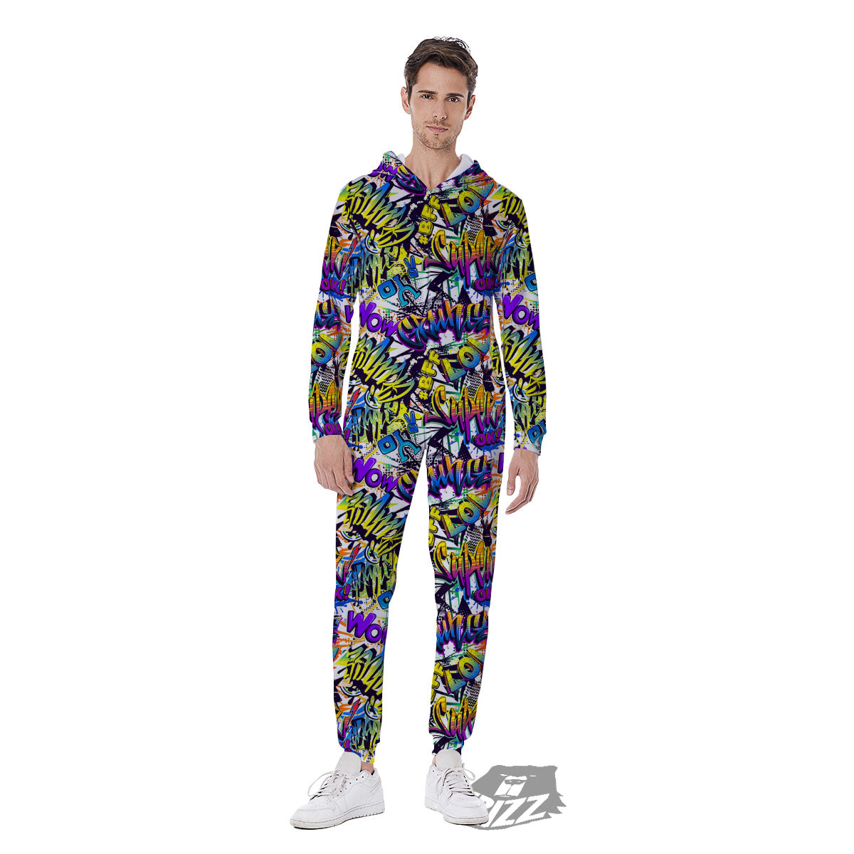 Graffiti Colorful Print Pattern Men's Jumpsuit-grizzshop