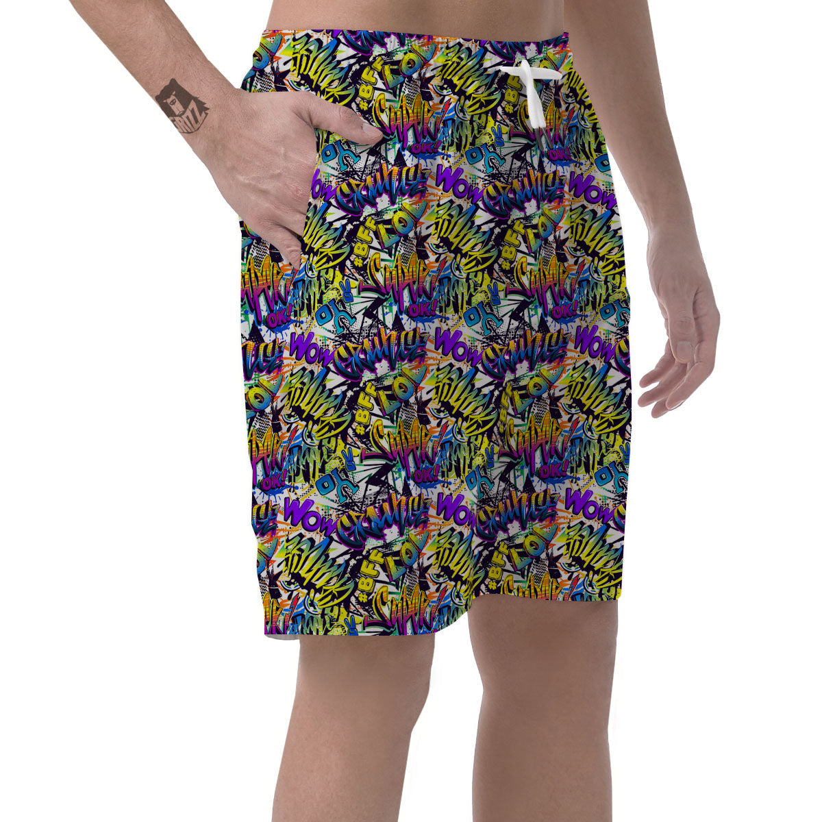 Graffiti Colorful Print Pattern Men's Shorts-grizzshop