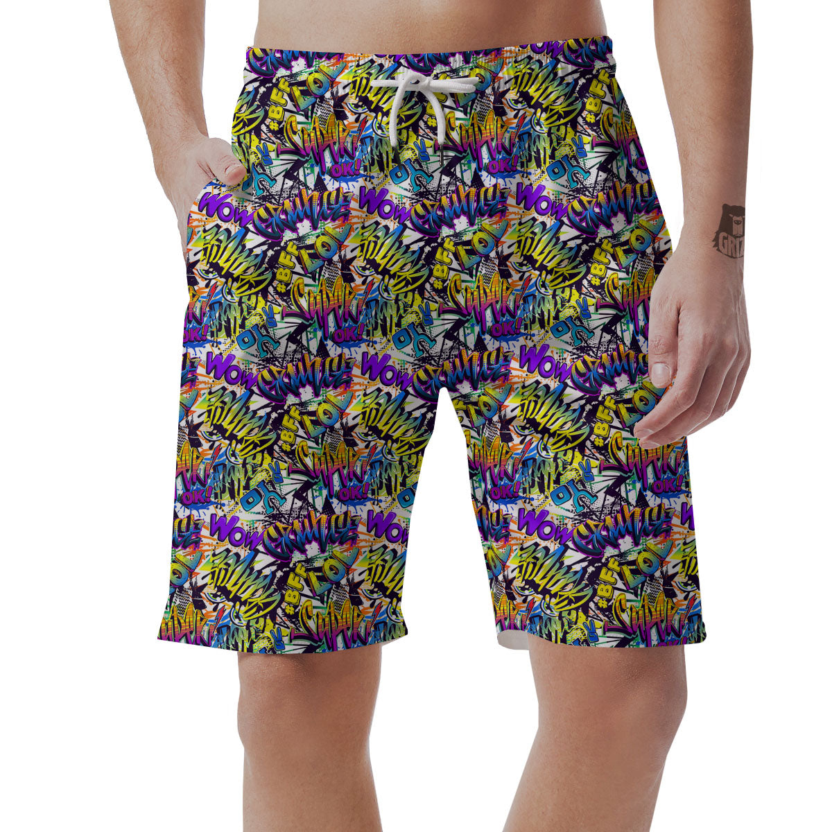 Graffiti Colorful Print Pattern Men's Shorts-grizzshop