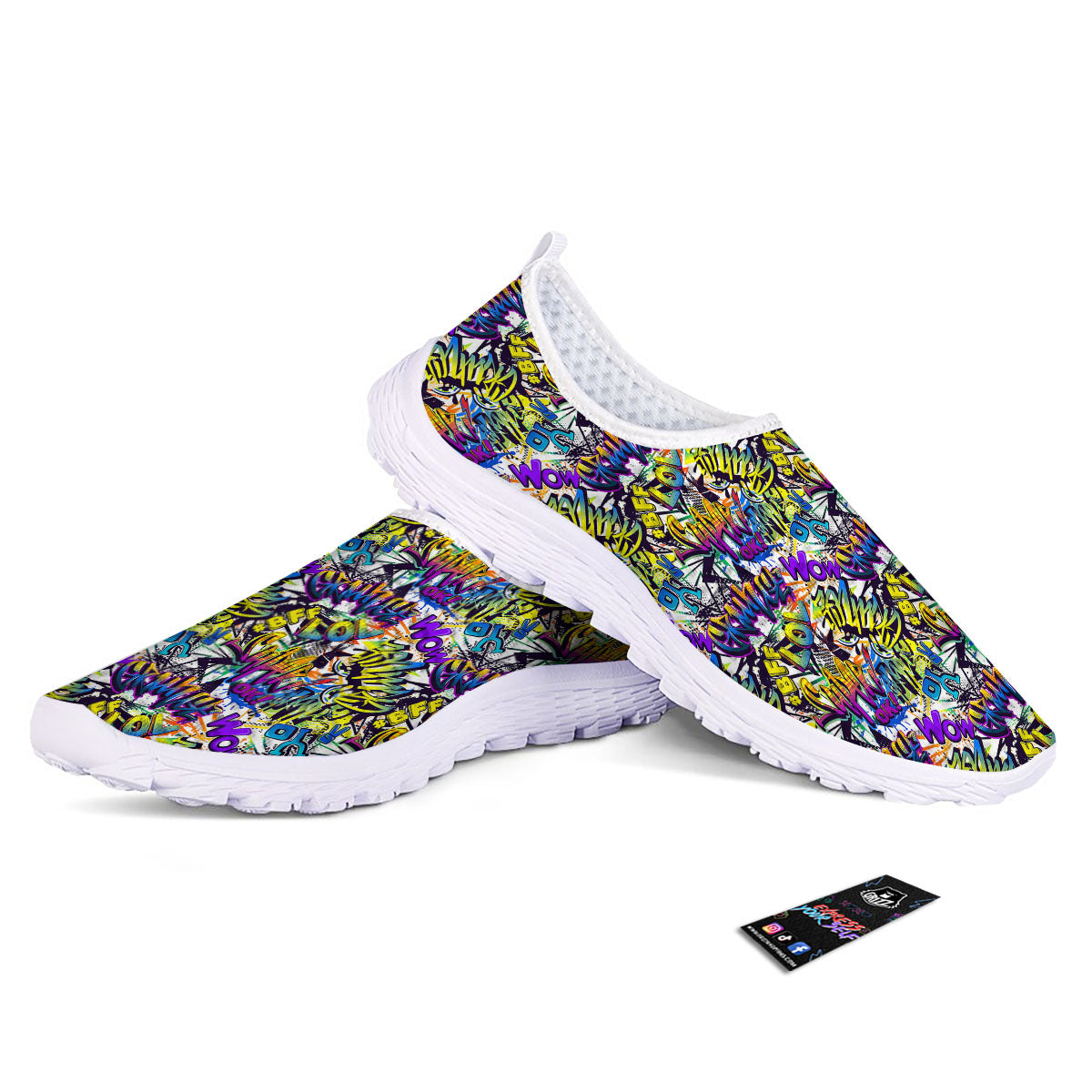 Graffiti Colorful Print Pattern Nurse Shoes-grizzshop