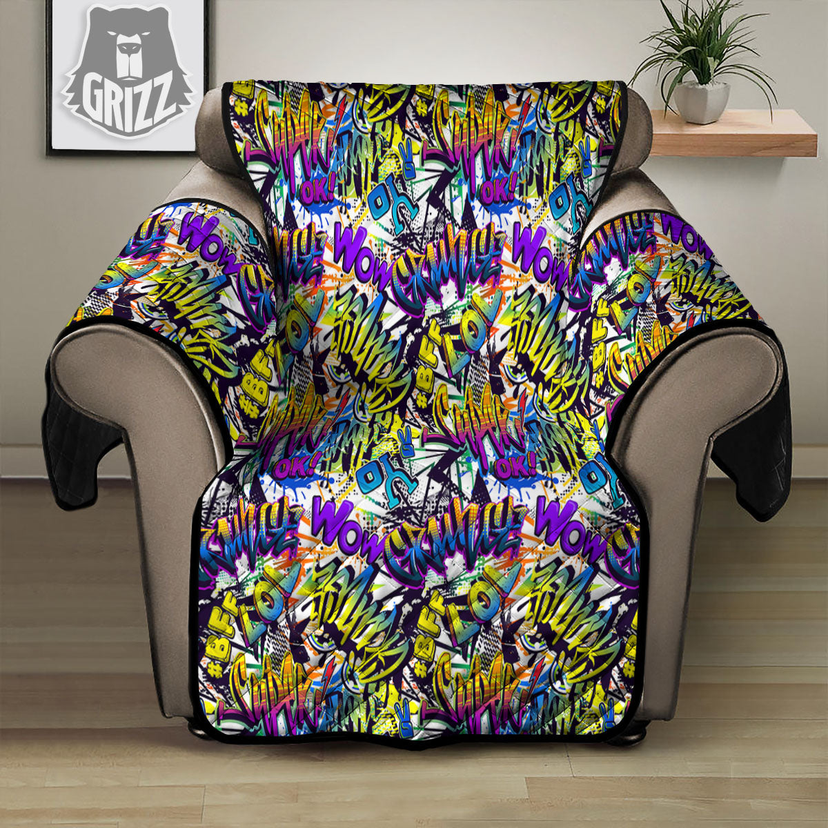 Graffiti Colorful Print Pattern Recliner Protector-grizzshop