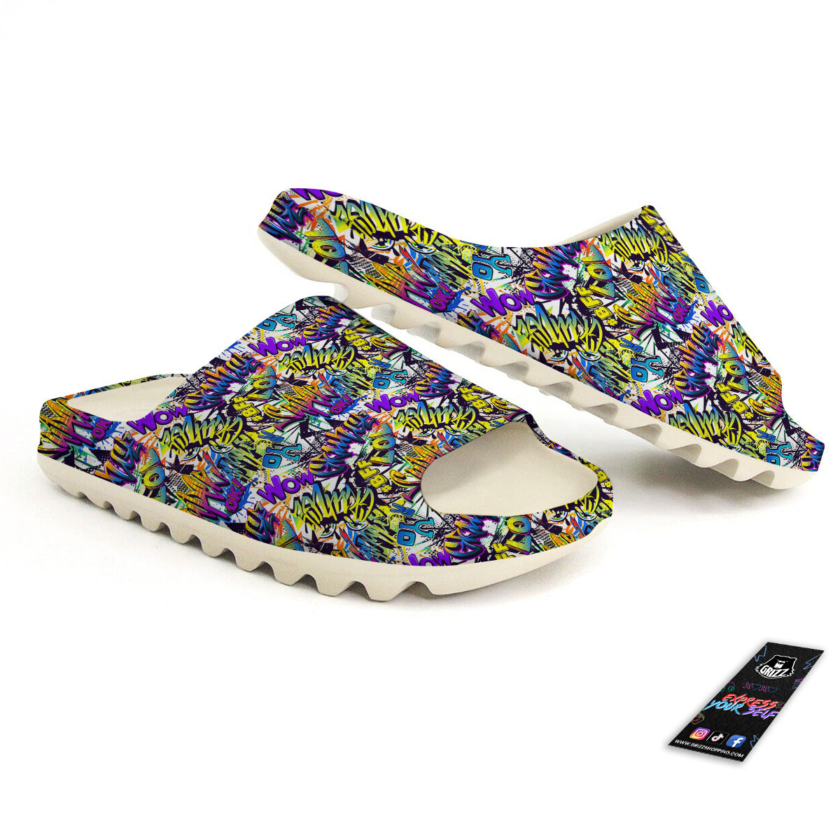 Graffiti Colorful Print Pattern Sandals-grizzshop