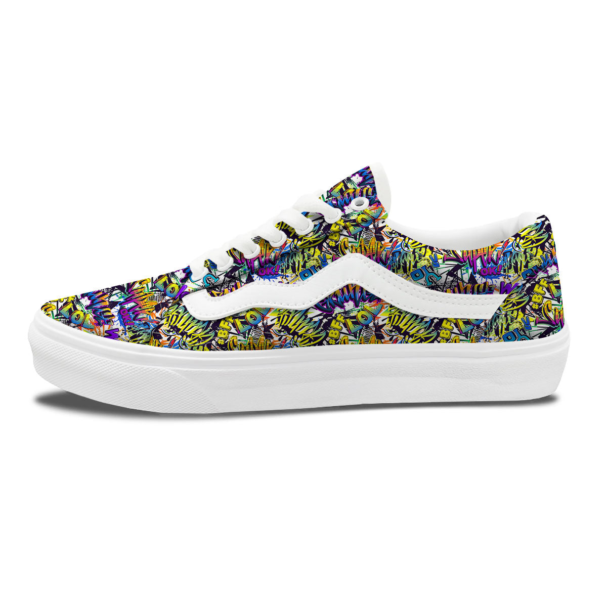 Graffiti Colorful Print Pattern Skate Shoes-grizzshop