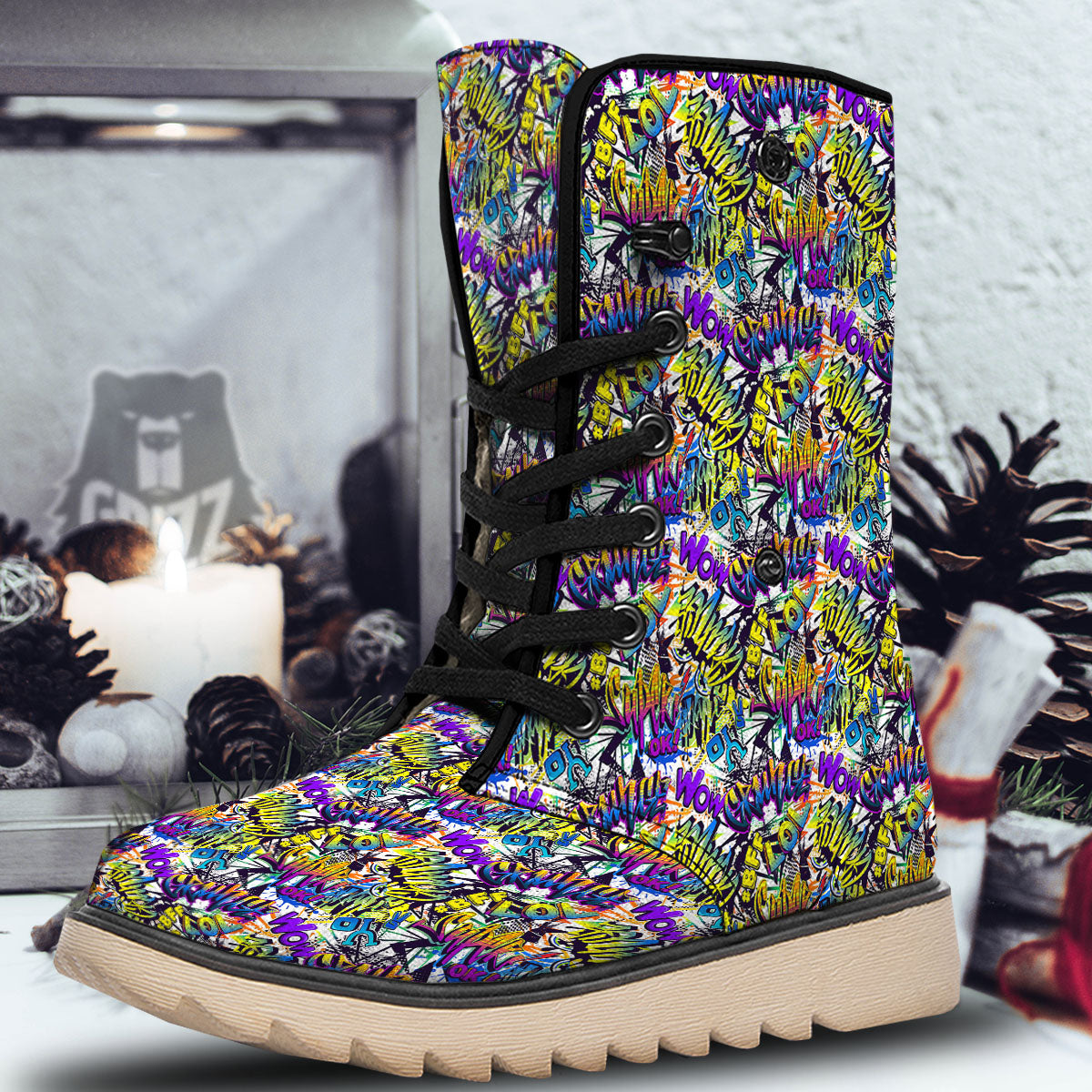 Graffiti Colorful Print Pattern Snow Boots-grizzshop