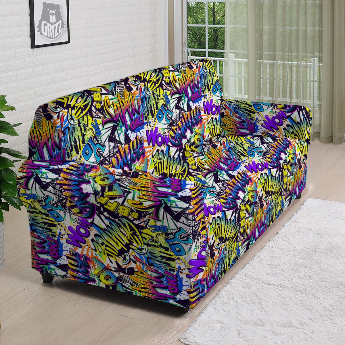 Graffiti Colorful Print Pattern Sofa Cover-grizzshop