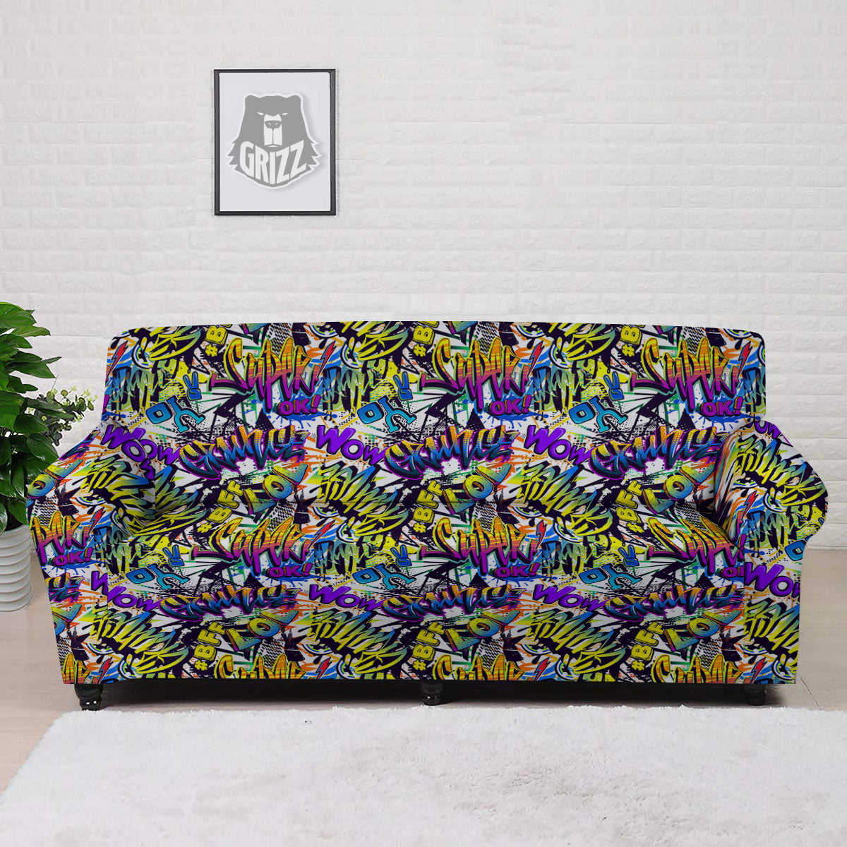 Graffiti Colorful Print Pattern Sofa Cover-grizzshop