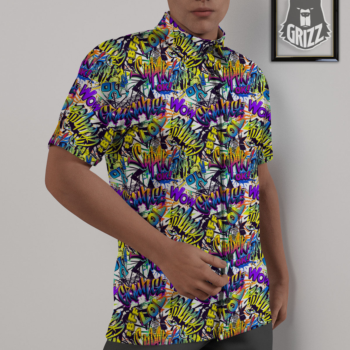 Graffiti Colorful Print Pattern Untucked Shirts-grizzshop