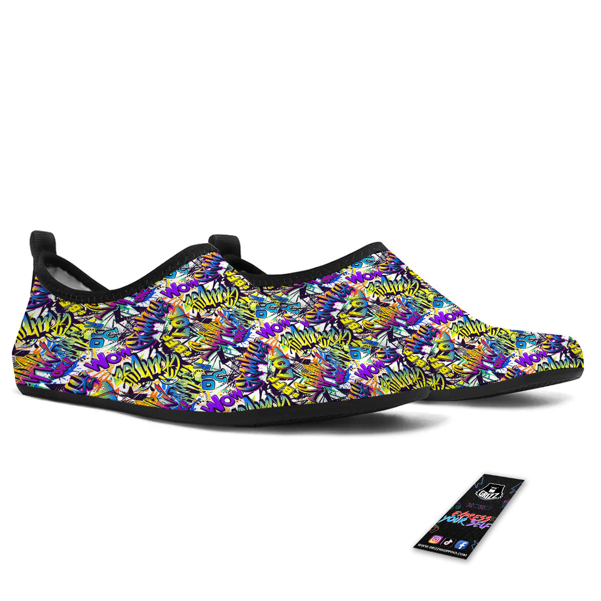 Graffiti Colorful Print Pattern Water Shoes-grizzshop