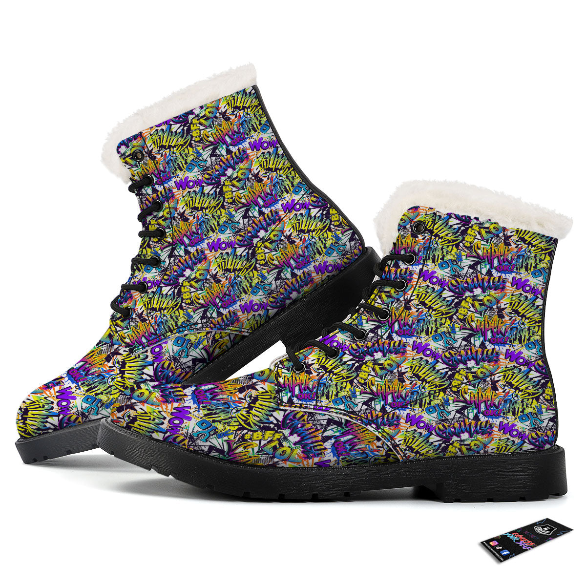 Graffiti Colorful Print Pattern Winter Boots-grizzshop