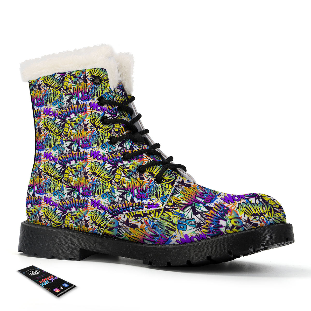 Graffiti Colorful Print Pattern Winter Boots-grizzshop