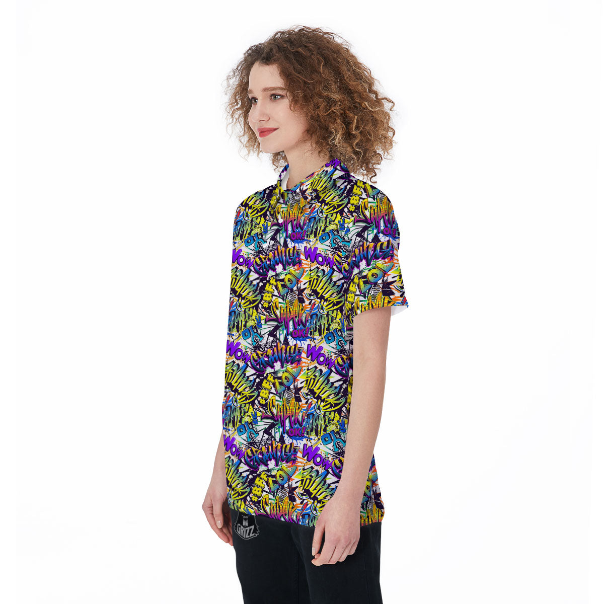 Graffiti Colorful Print Pattern Women's Golf Shirts-grizzshop