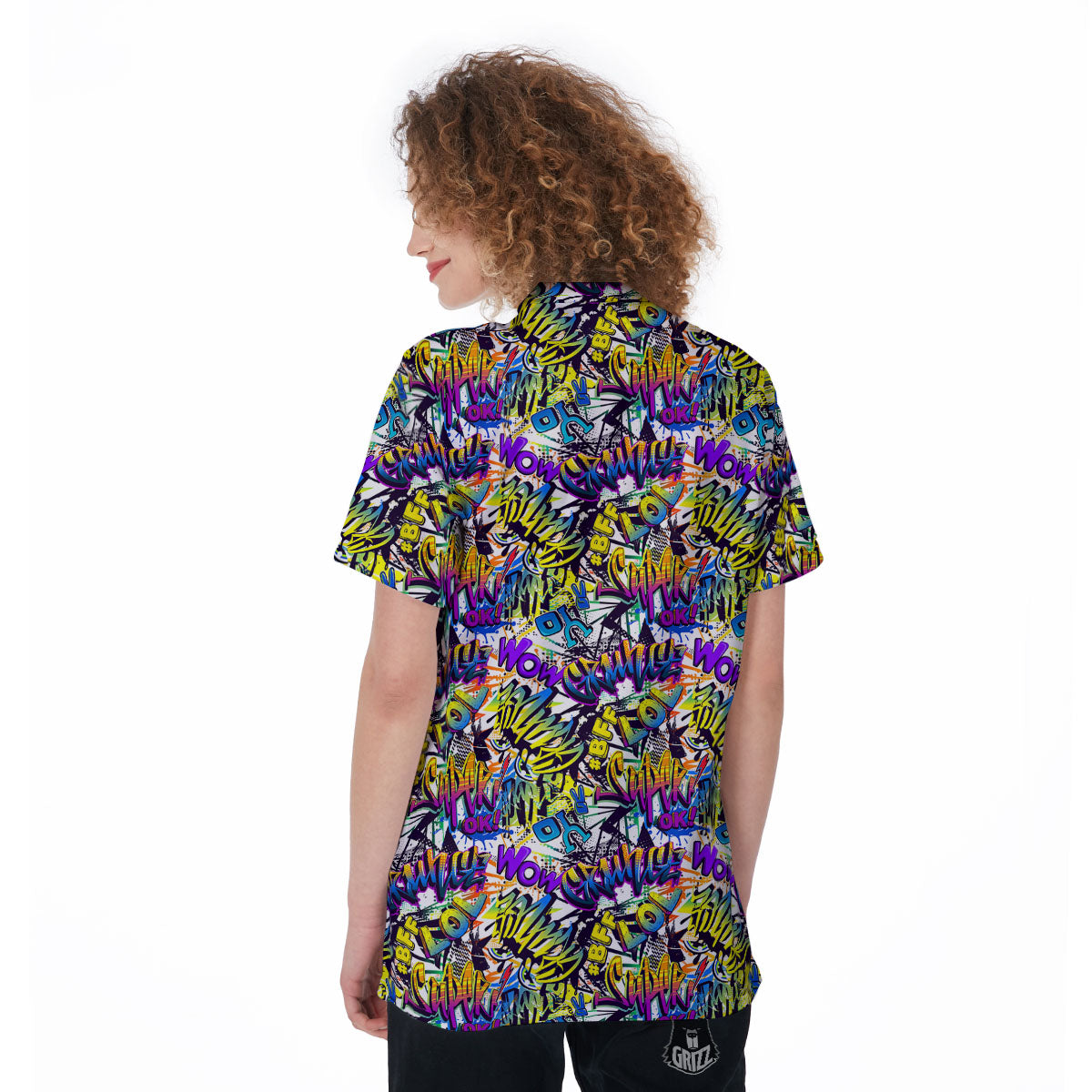 Graffiti Colorful Print Pattern Women's Golf Shirts-grizzshop