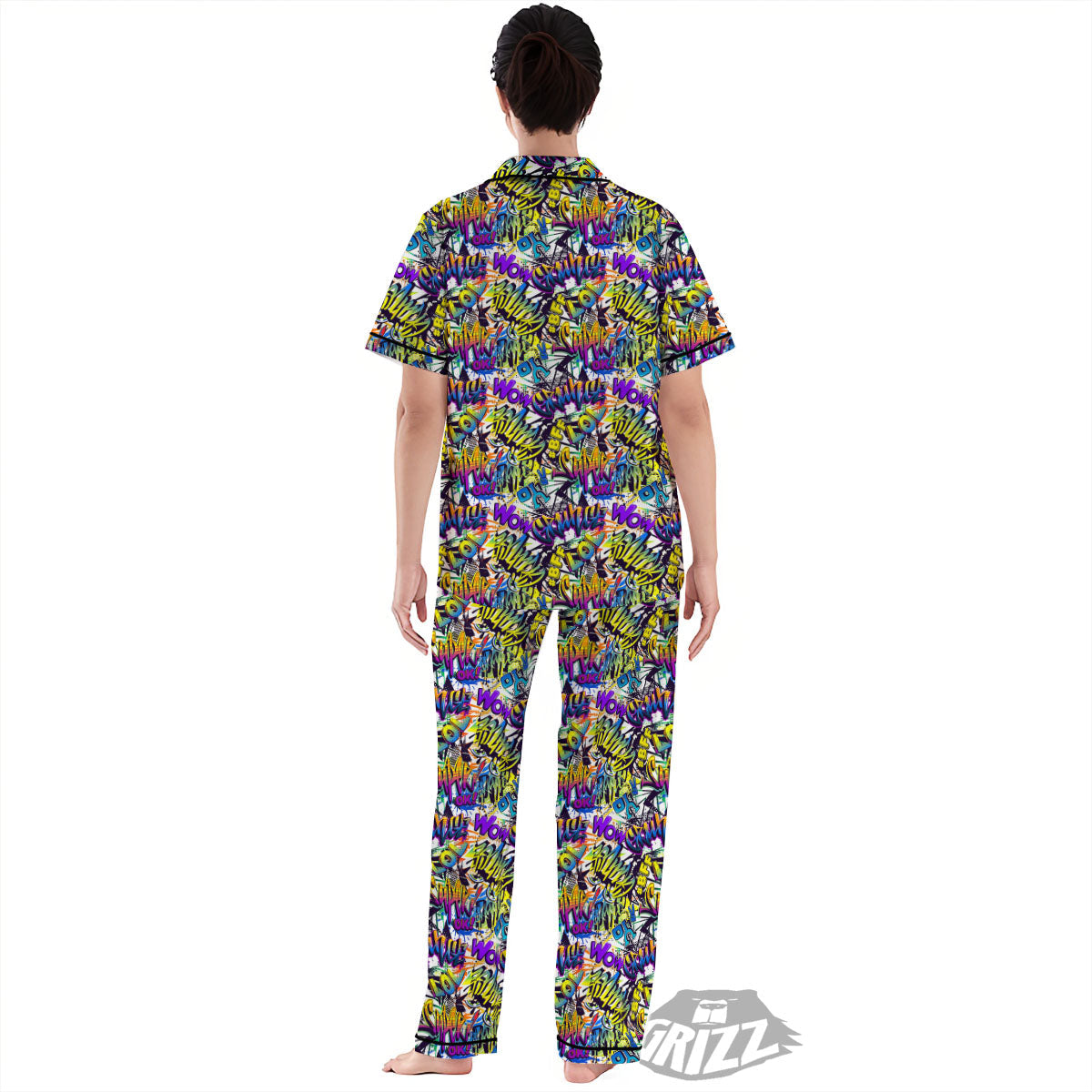 Graffiti Colorful Print Pattern Women's Pajamas Set-grizzshop