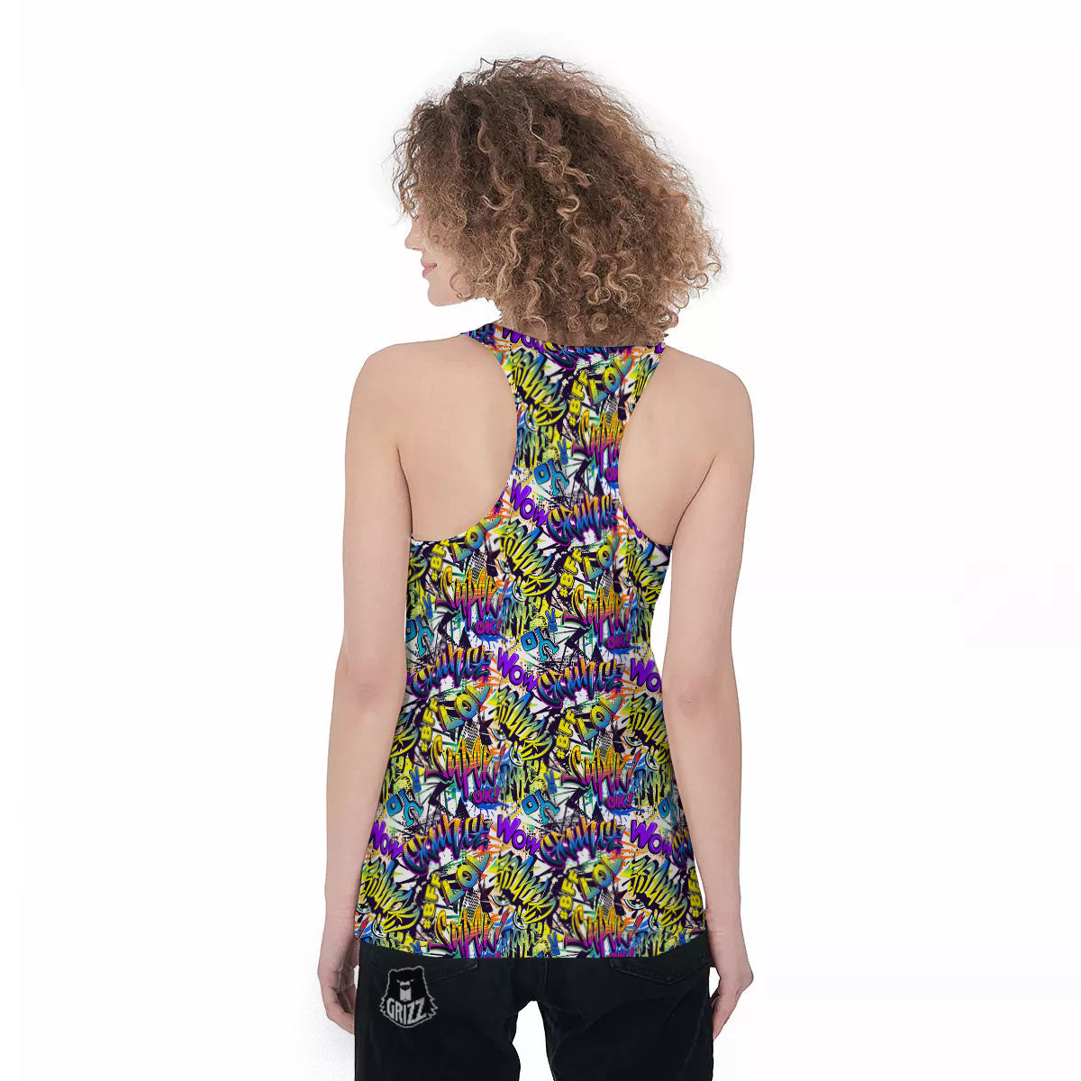 Graffiti Colorful Print Pattern Women's Racerback Tank Top-grizzshop