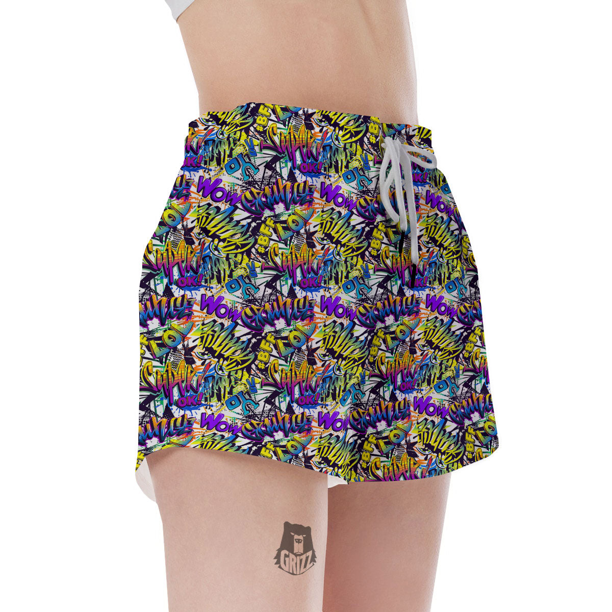 Graffiti Colorful Print Pattern Women's Shorts-grizzshop