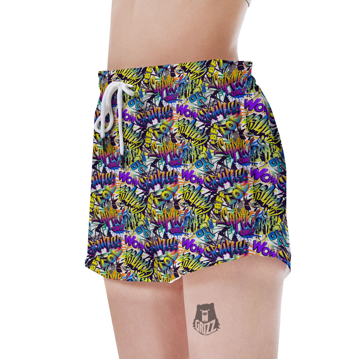 Graffiti Colorful Print Pattern Women's Shorts-grizzshop
