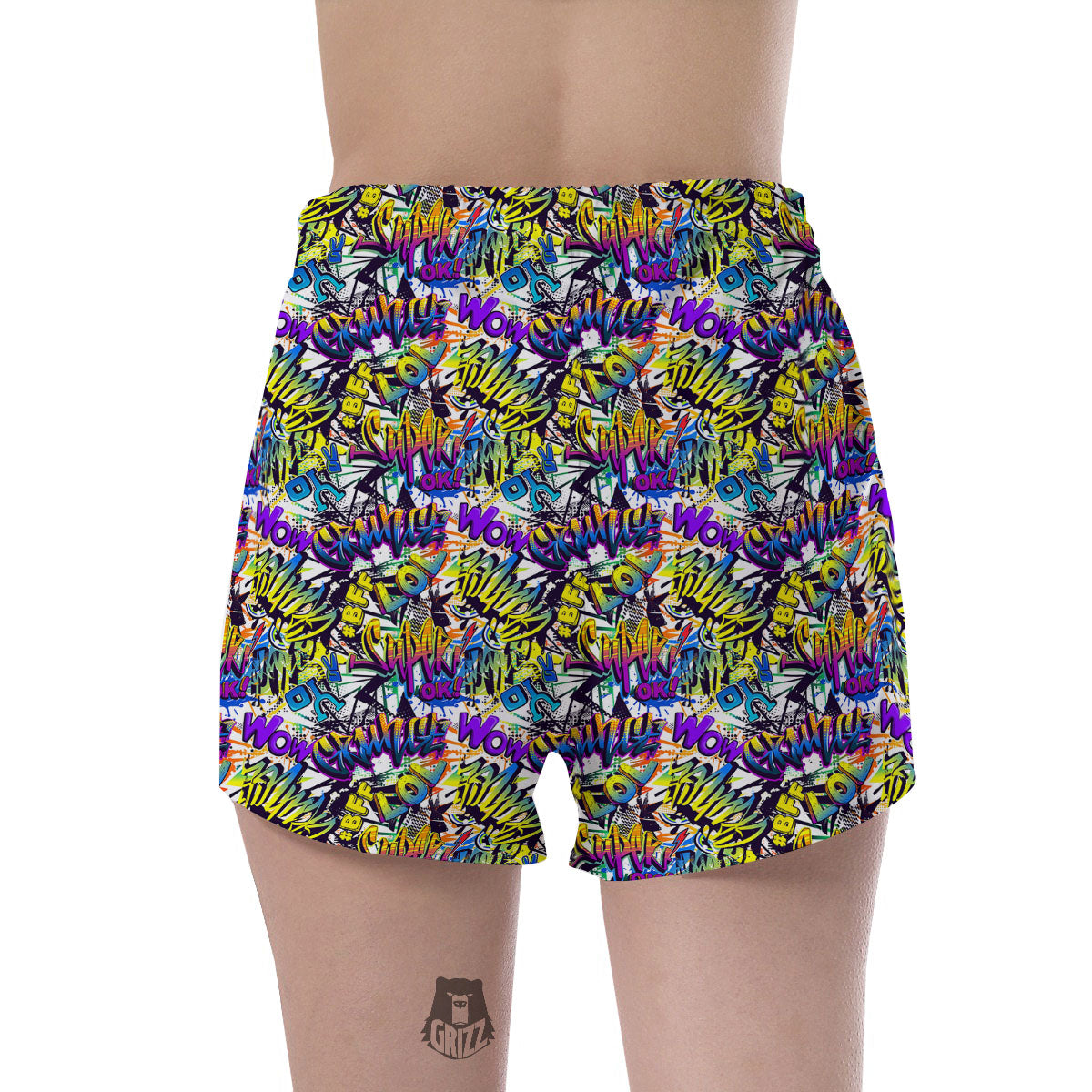 Graffiti Colorful Print Pattern Women's Shorts-grizzshop