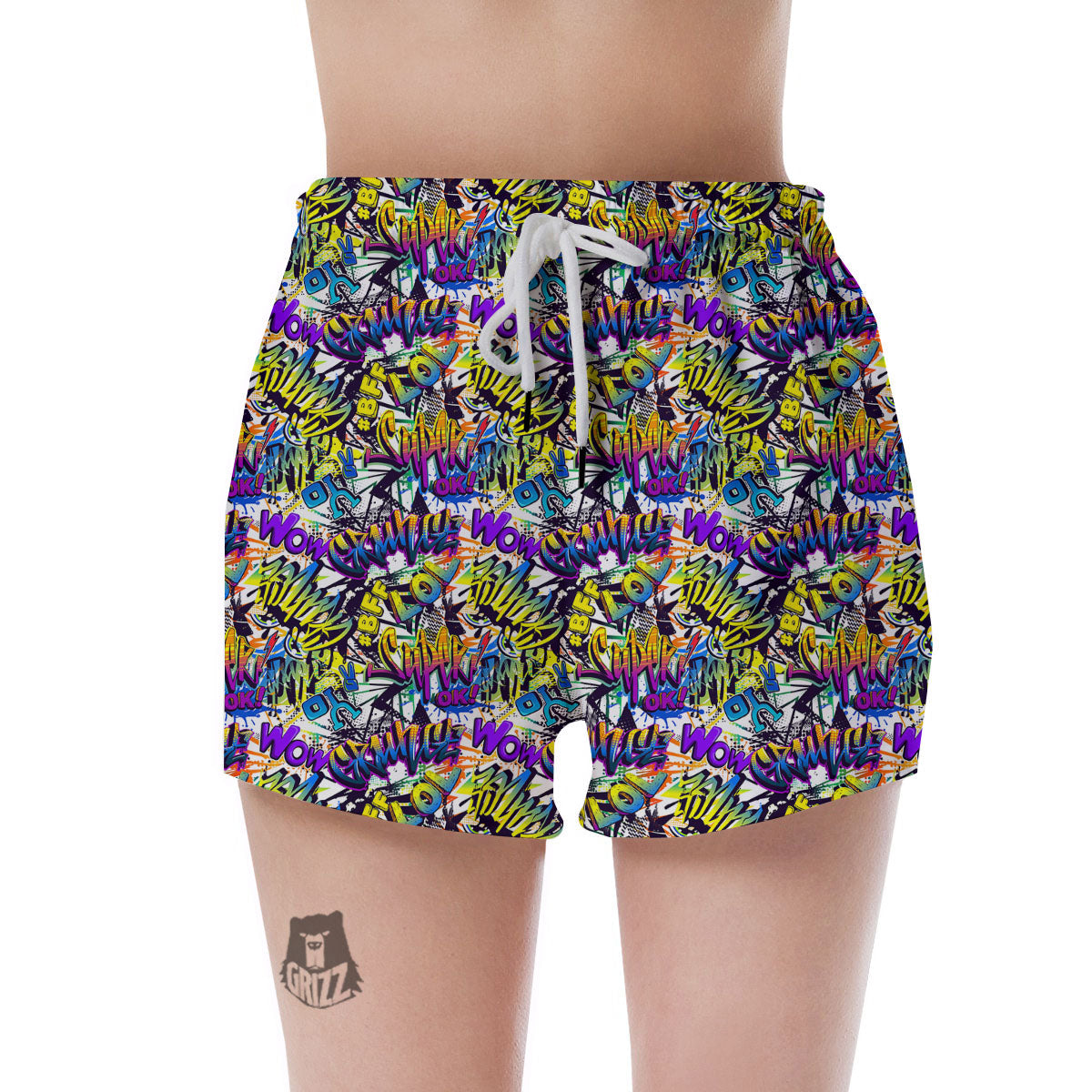 Graffiti Colorful Print Pattern Women's Shorts-grizzshop