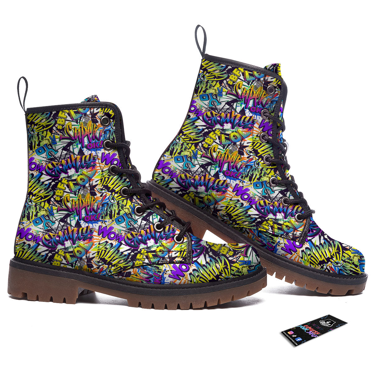 Graffiti Colorful Print Pattern Work Boots-grizzshop