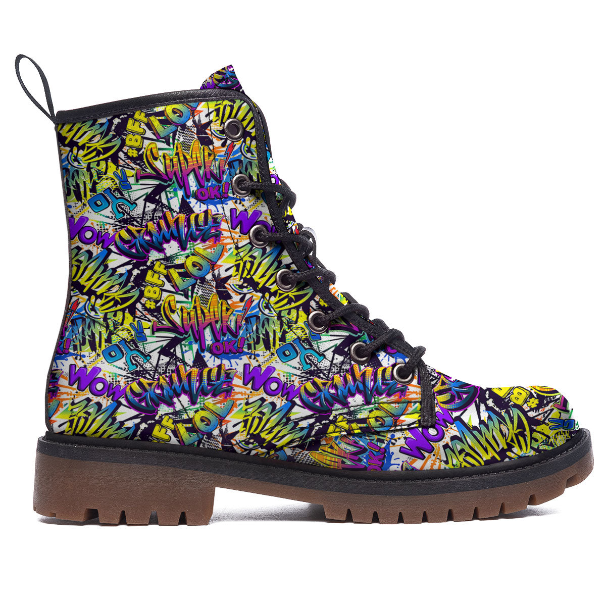 Graffiti Colorful Print Pattern Work Boots-grizzshop