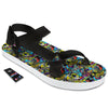 Graffiti Funky Print Pattern Black Open Toe Sandals-grizzshop