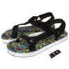 Graffiti Funky Print Pattern Black Open Toe Sandals-grizzshop