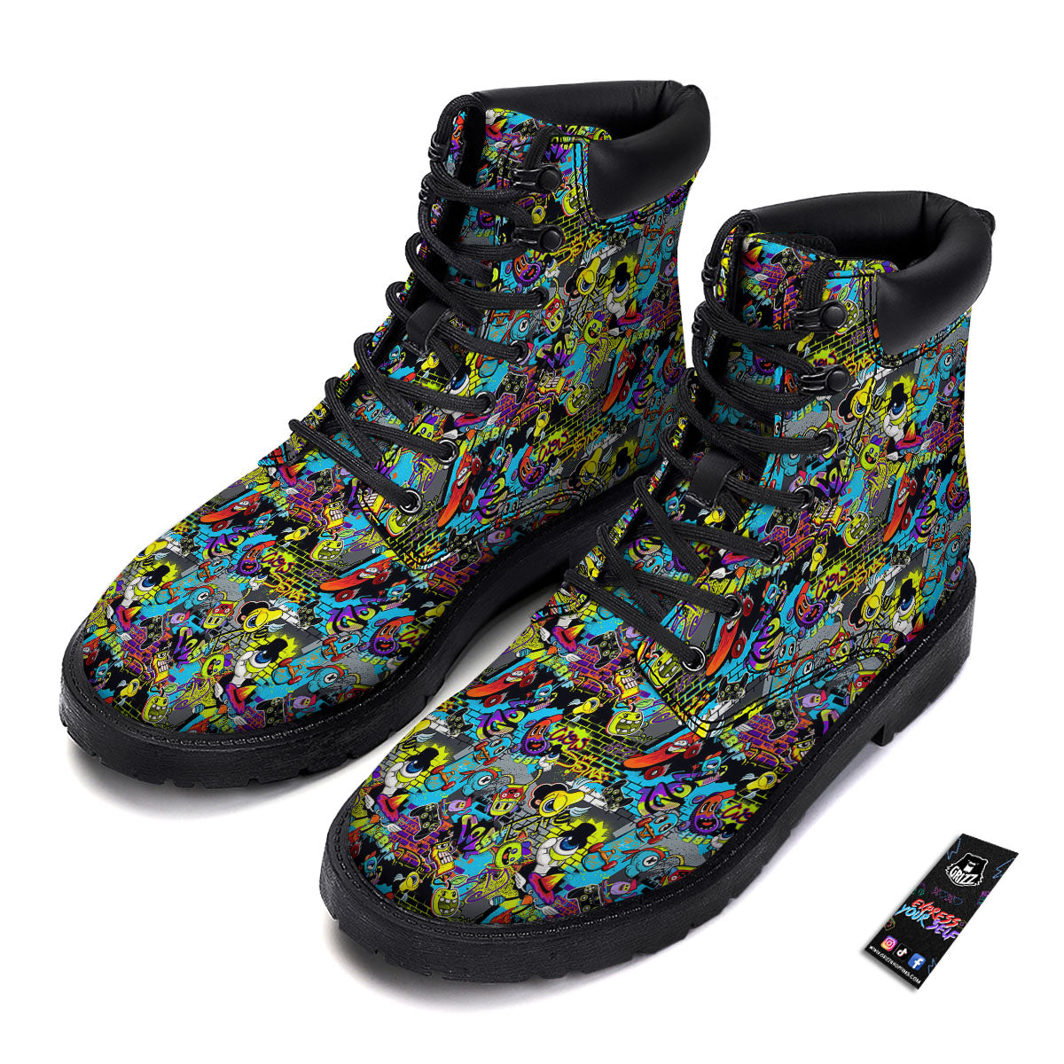 Graffiti Funky Print Pattern Boots-grizzshop