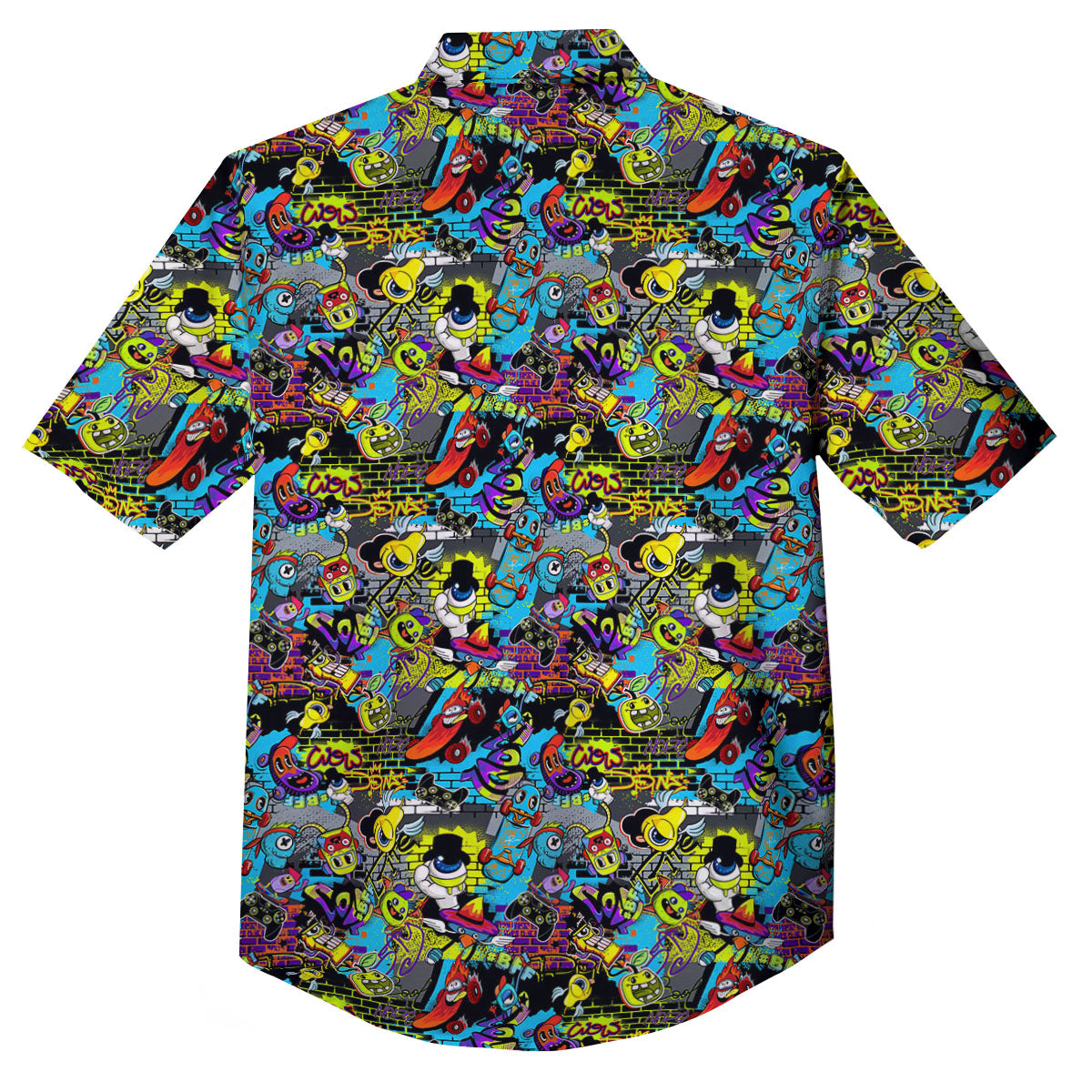 Graffiti Funky Print Pattern Button Up Shirt-grizzshop