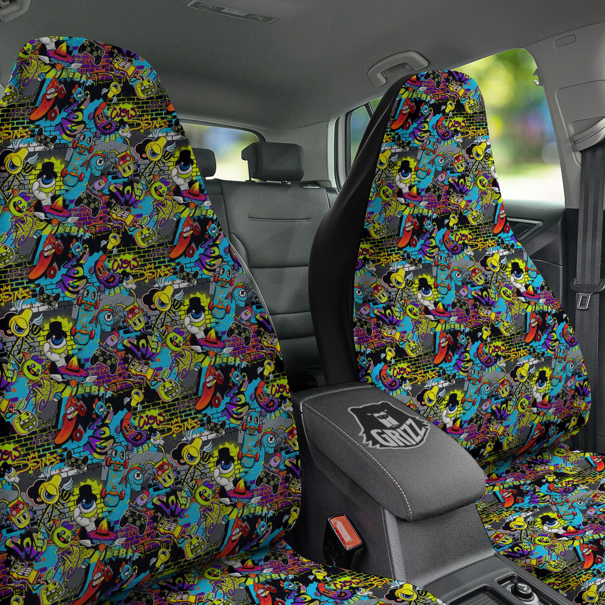 Graffiti Funky Print Pattern Car Seat Covers-grizzshop