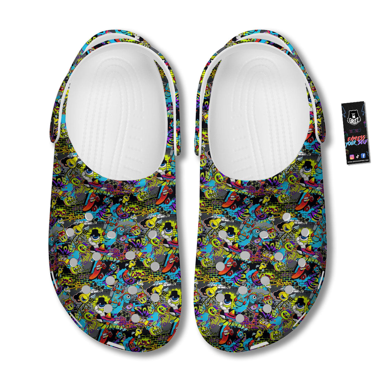 Graffiti Funky Print Pattern Clog-grizzshop