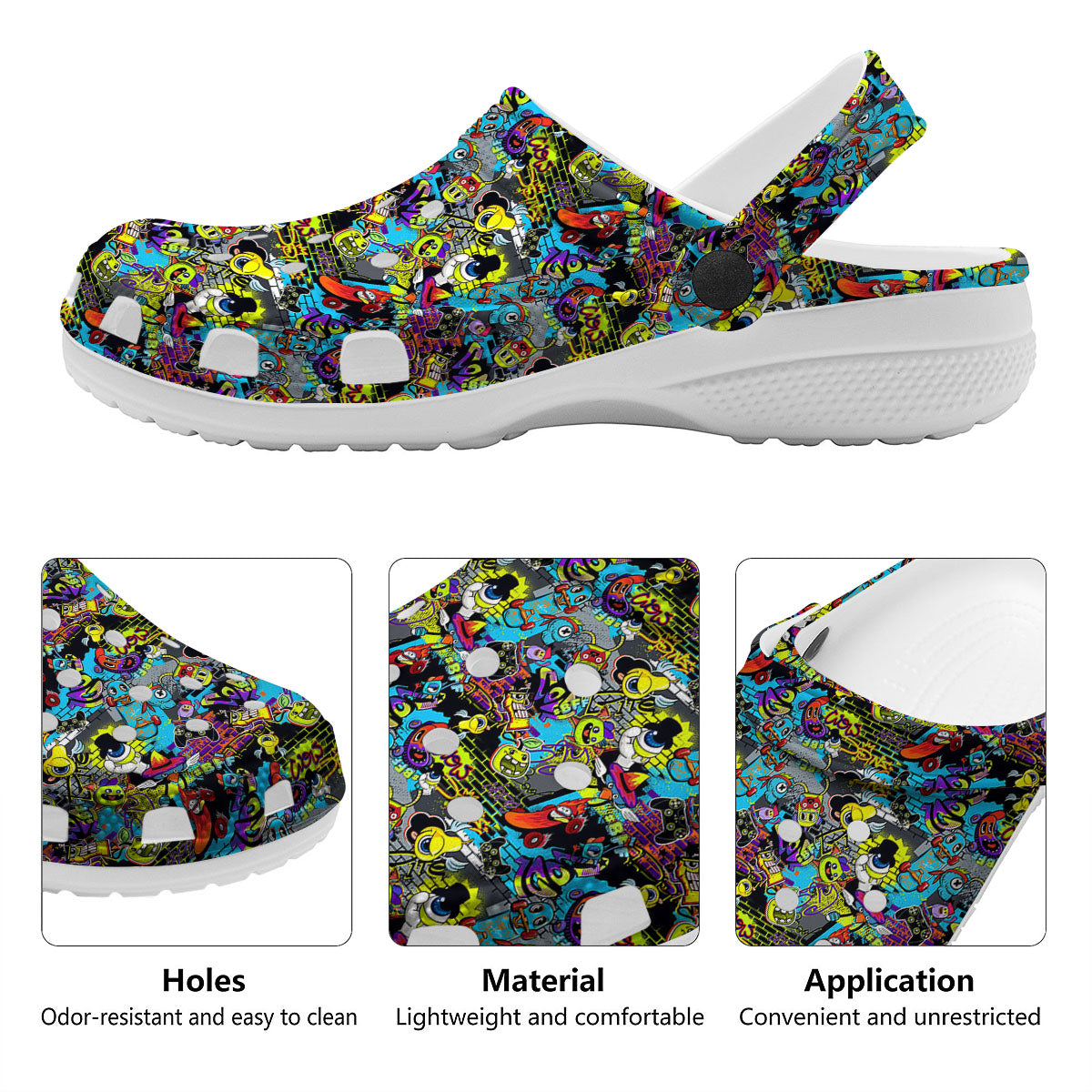 Graffiti Funky Print Pattern Clog-grizzshop