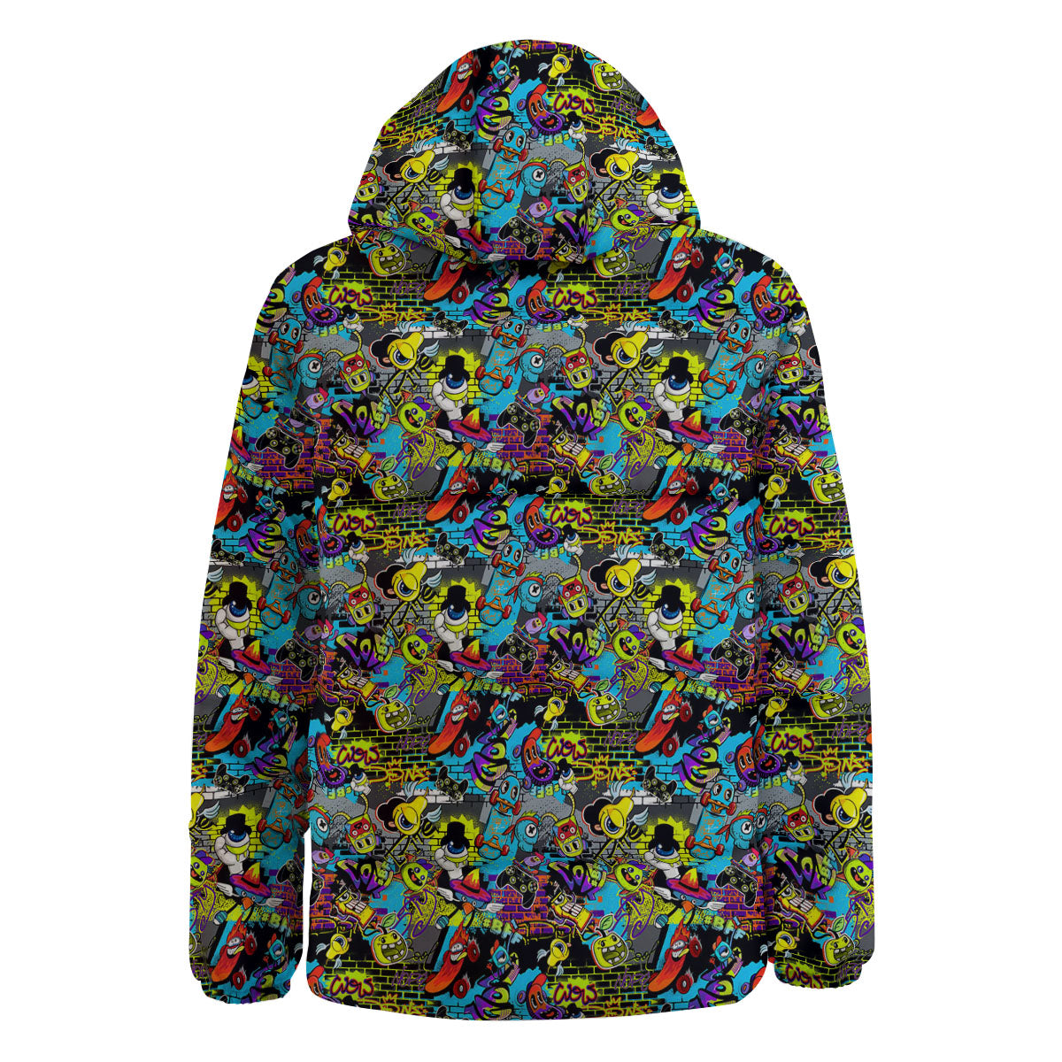 Graffiti Funky Print Pattern Down Jacket-grizzshop