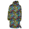 Graffiti Funky Print Pattern Long Down Jacket-grizzshop