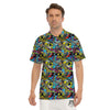 Graffiti Funky Print Pattern Men's Golf Shirts-grizzshop