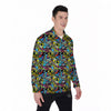 Graffiti Funky Print Pattern Men's Long Sleeve Shirts-grizzshop