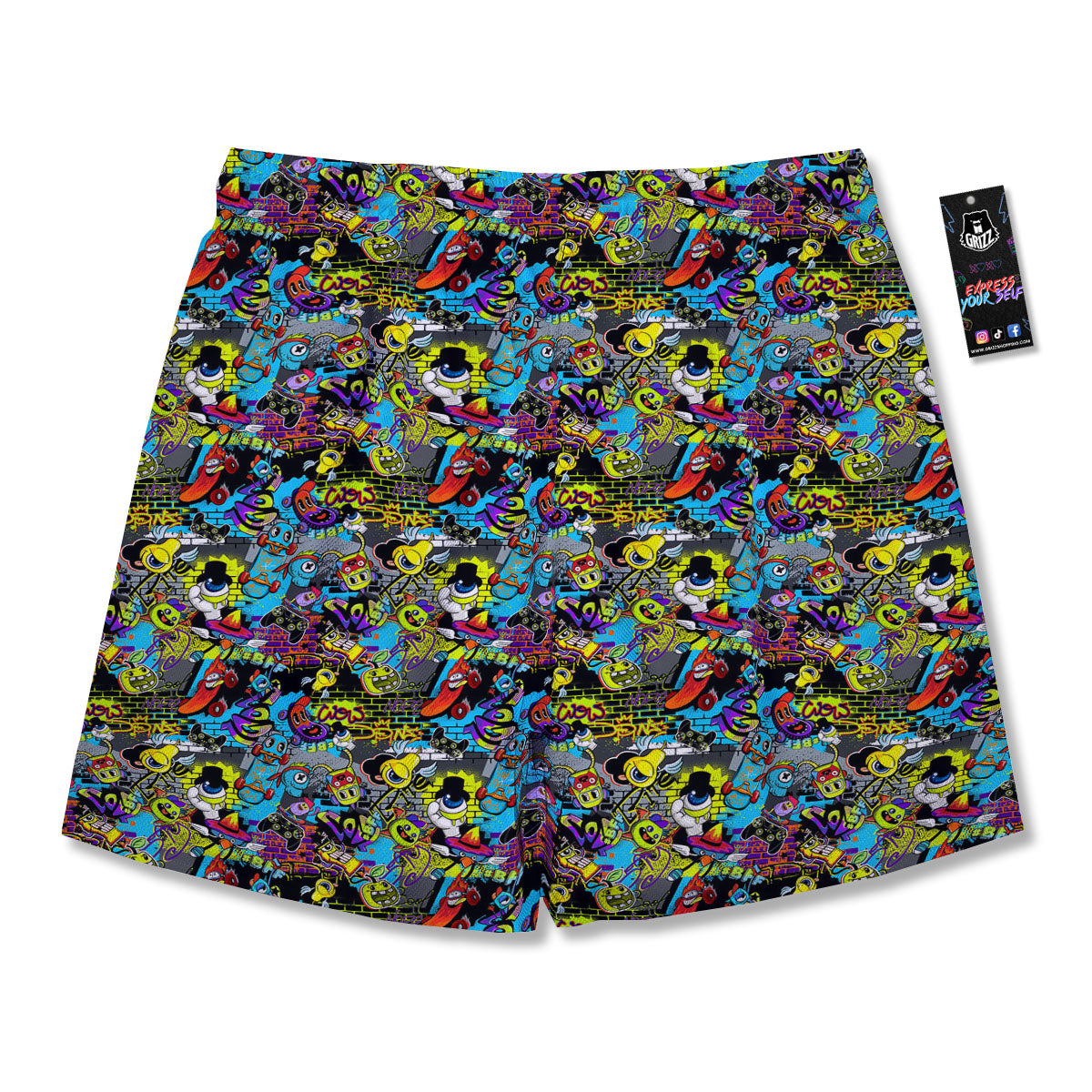 Graffiti Funky Print Pattern Men's Running Shorts-grizzshop