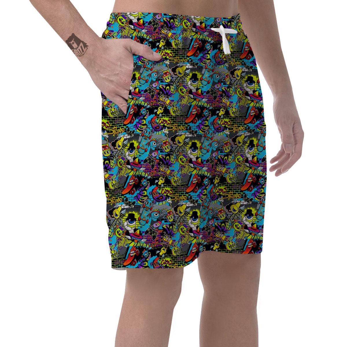 Graffiti Funky Print Pattern Men's Shorts-grizzshop