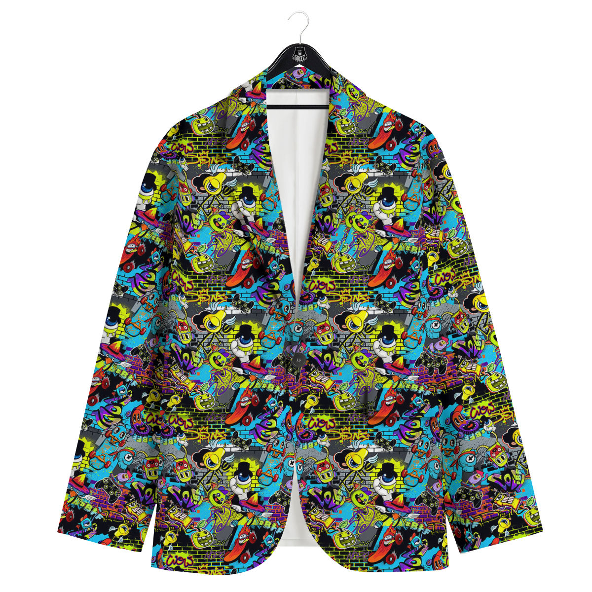 Graffiti Funky Print Pattern Men's Sport Coat-grizzshop