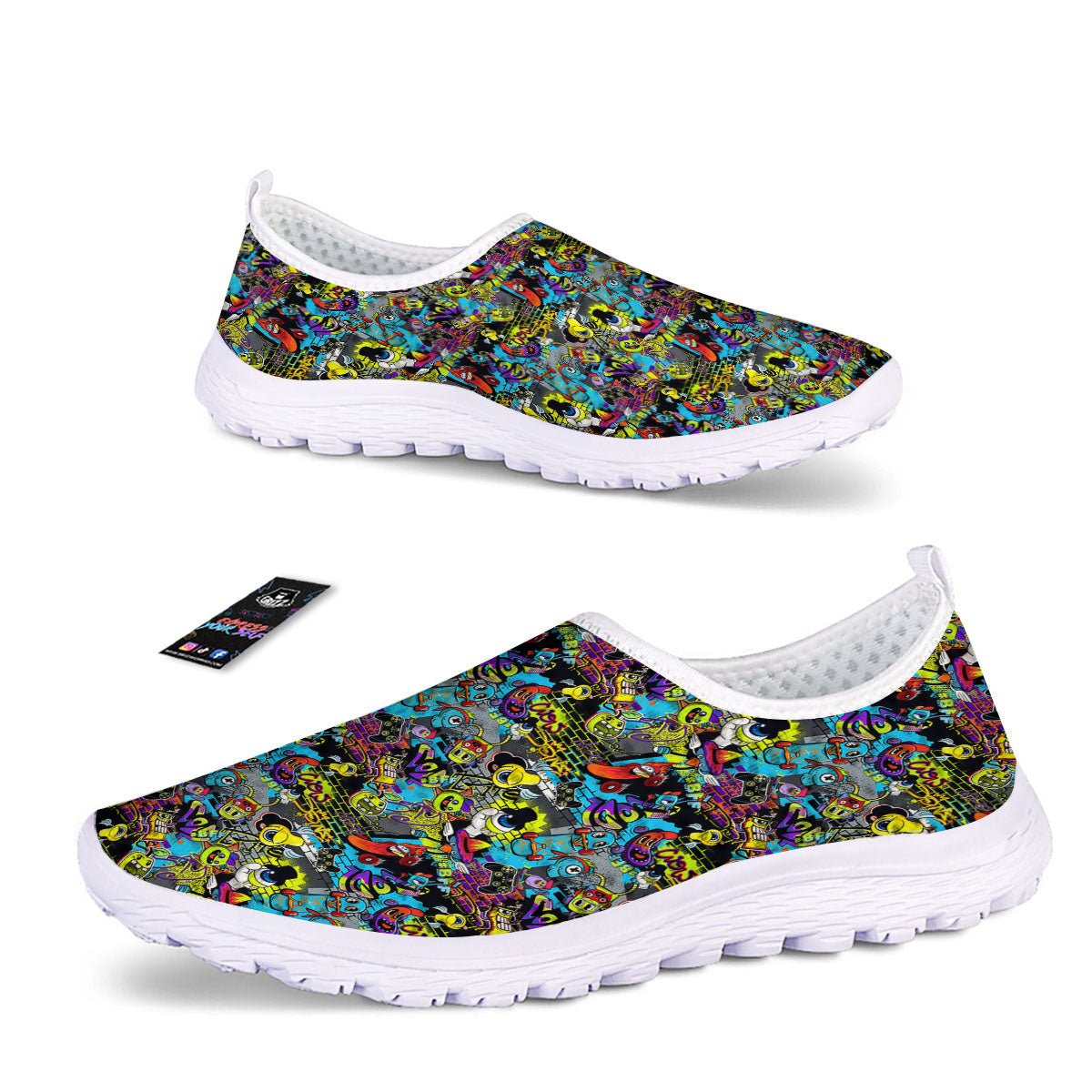 Graffiti Funky Print Pattern Nurse Shoes-grizzshop